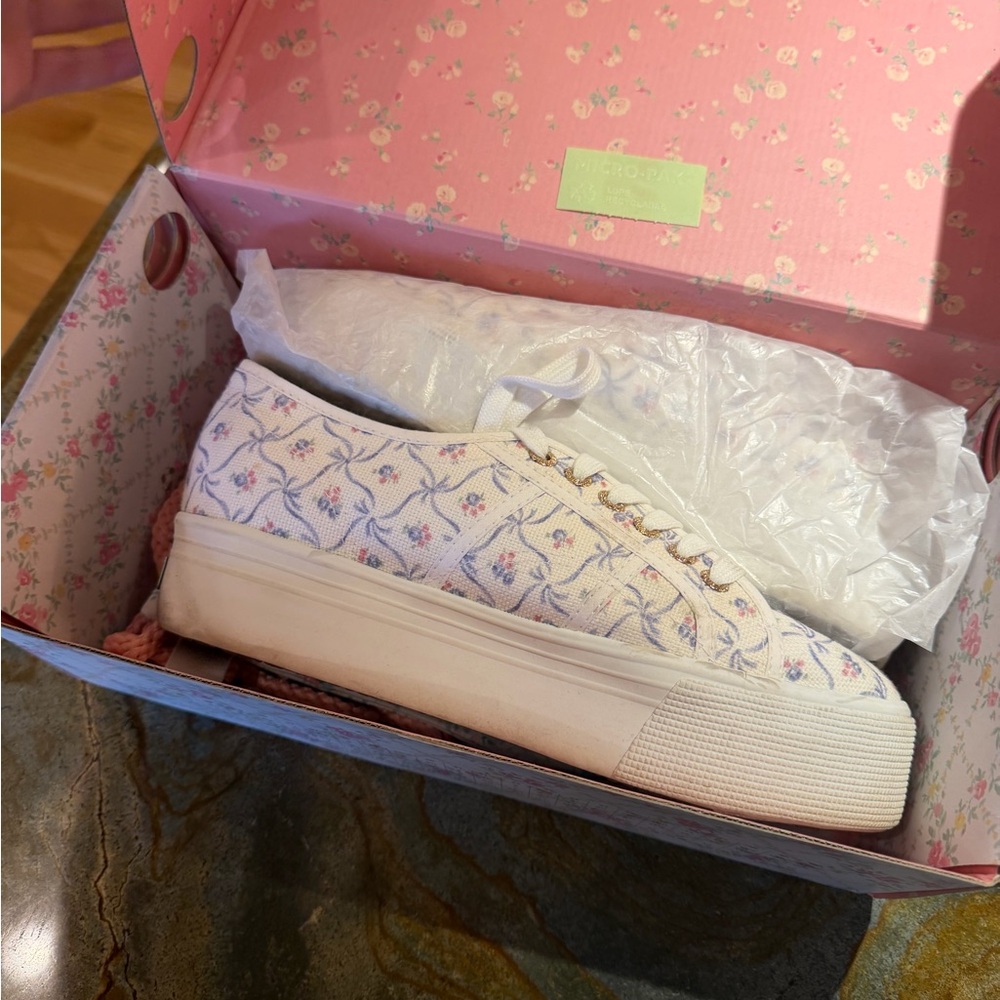 Superga x LoveShackFancy Blue Ribbon Shoes